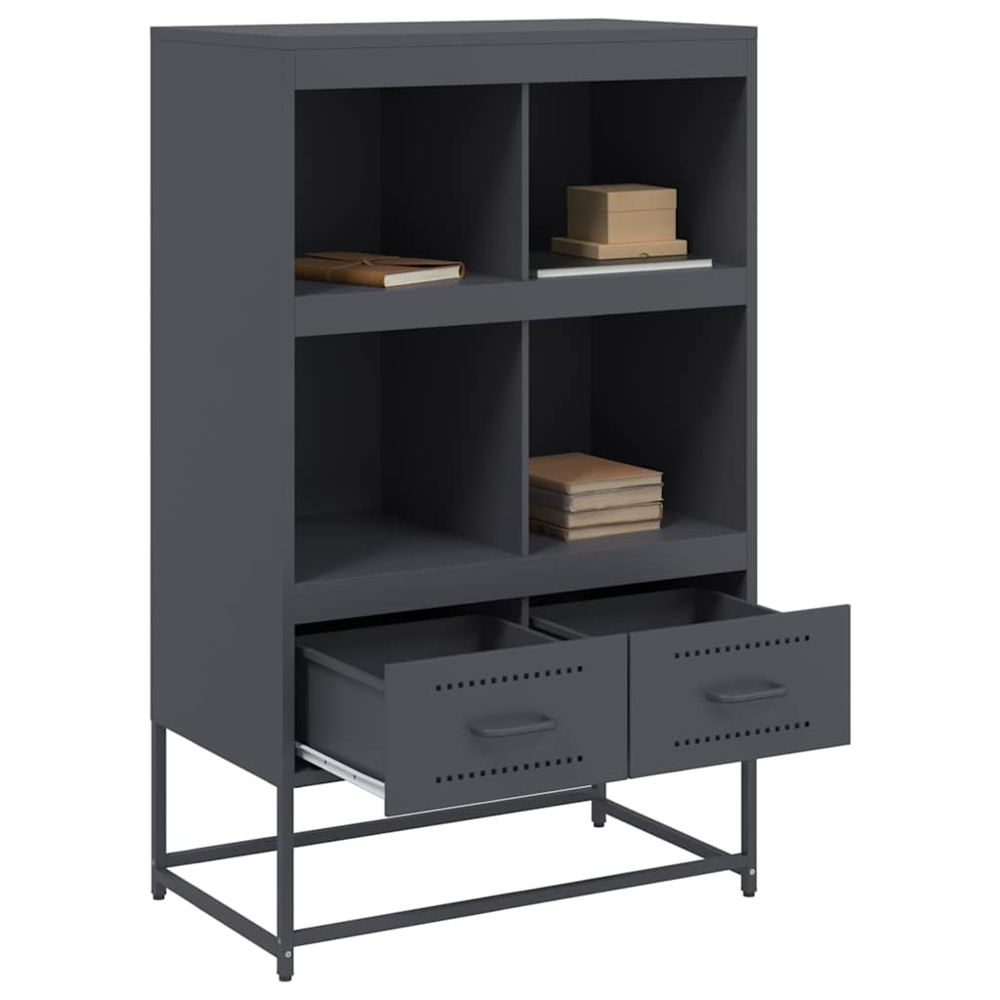 vidaXL 2 Drawer 4 Shelf Anthracite Cold-Rolled Steel Highboard Image 3