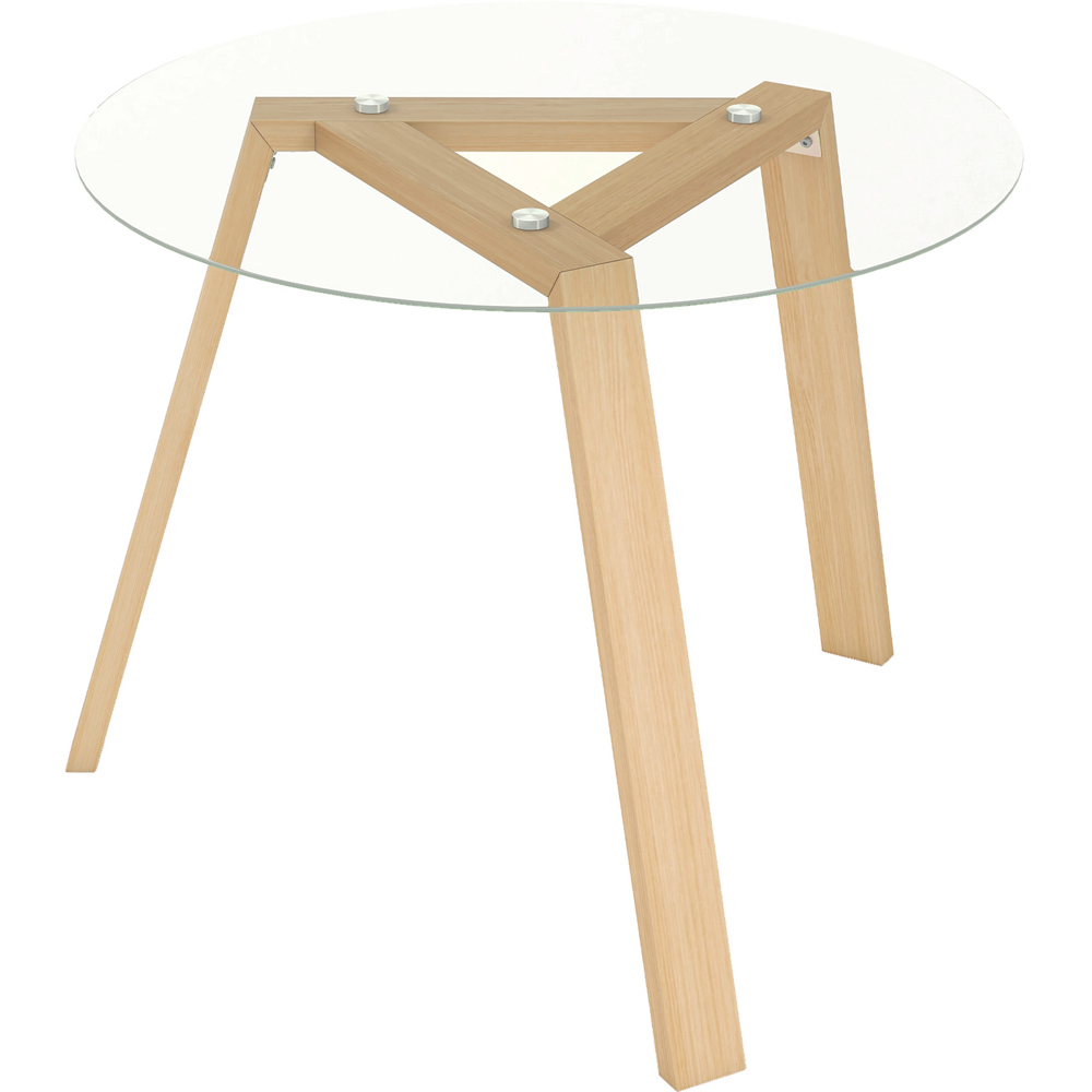 Costway 4 Seater Round Glass Dining Table Natural Image 3