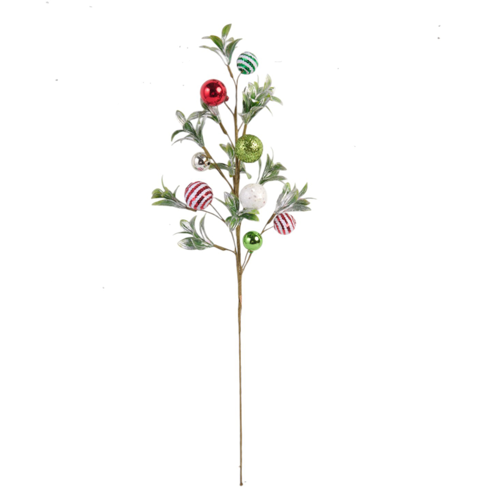 Decorative Pick with Baubles and Leaves Image 1