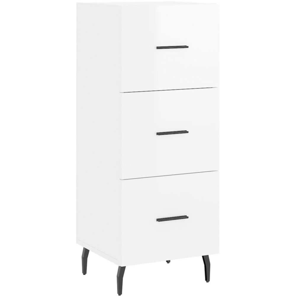 vidaXL 3 Drawer High Gloss White Sideboard Image 2