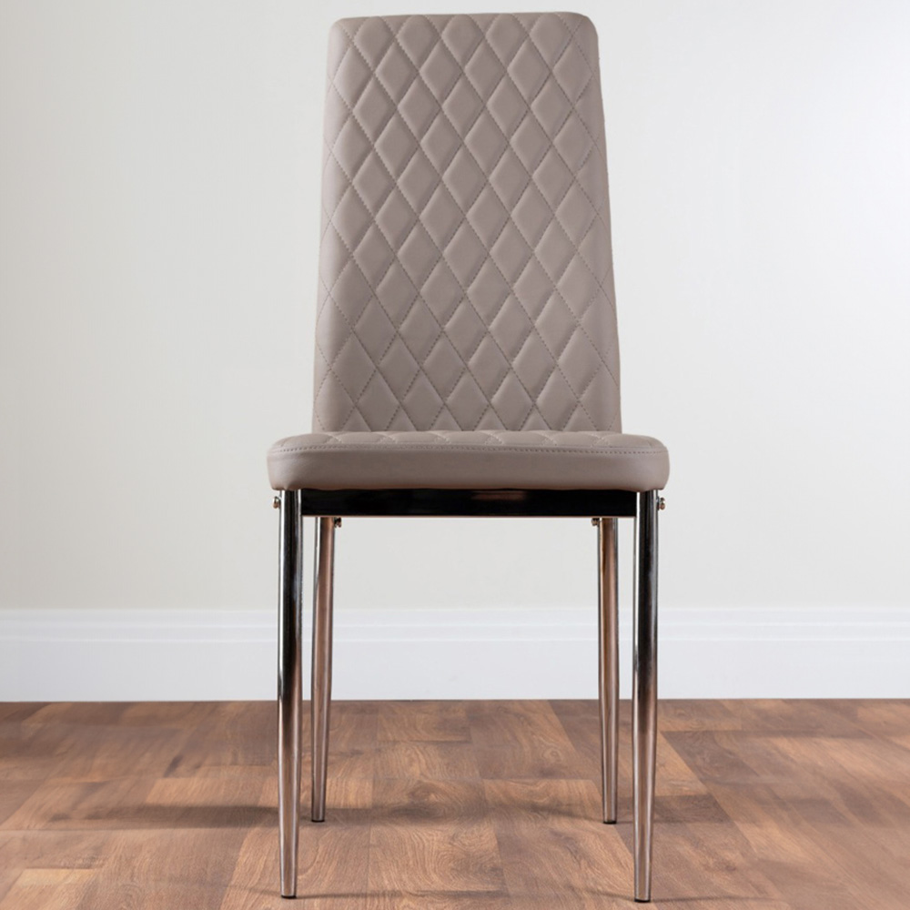 Furniturebox Valera Set of 6 Cappuccino and Chrome Faux Leather Dining Chair Image 1