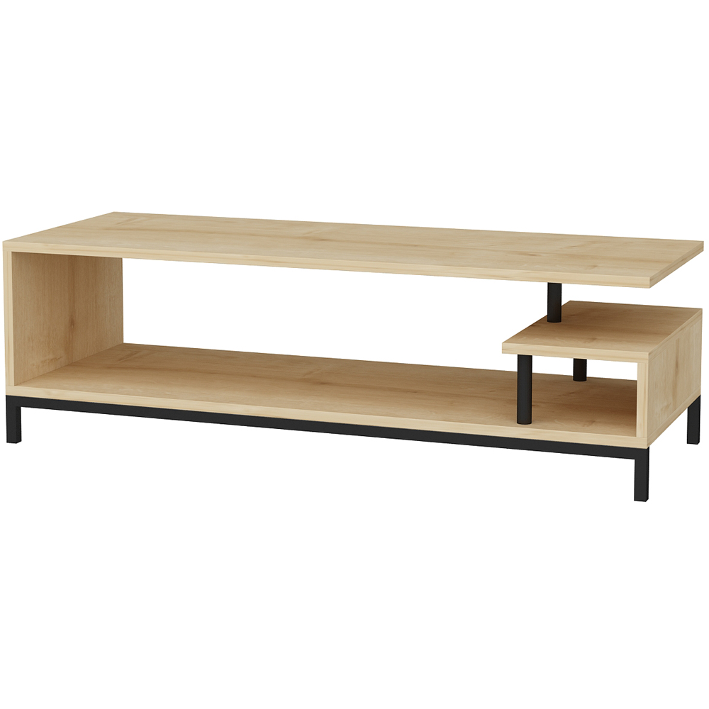 Decorotika Reilly 2 Shelf Black and Sapphire Oak TV Unit Image 2