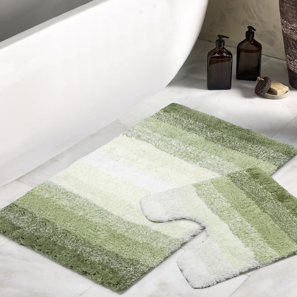Mayfair Superstripe Sage Bath Mat Set Image 2