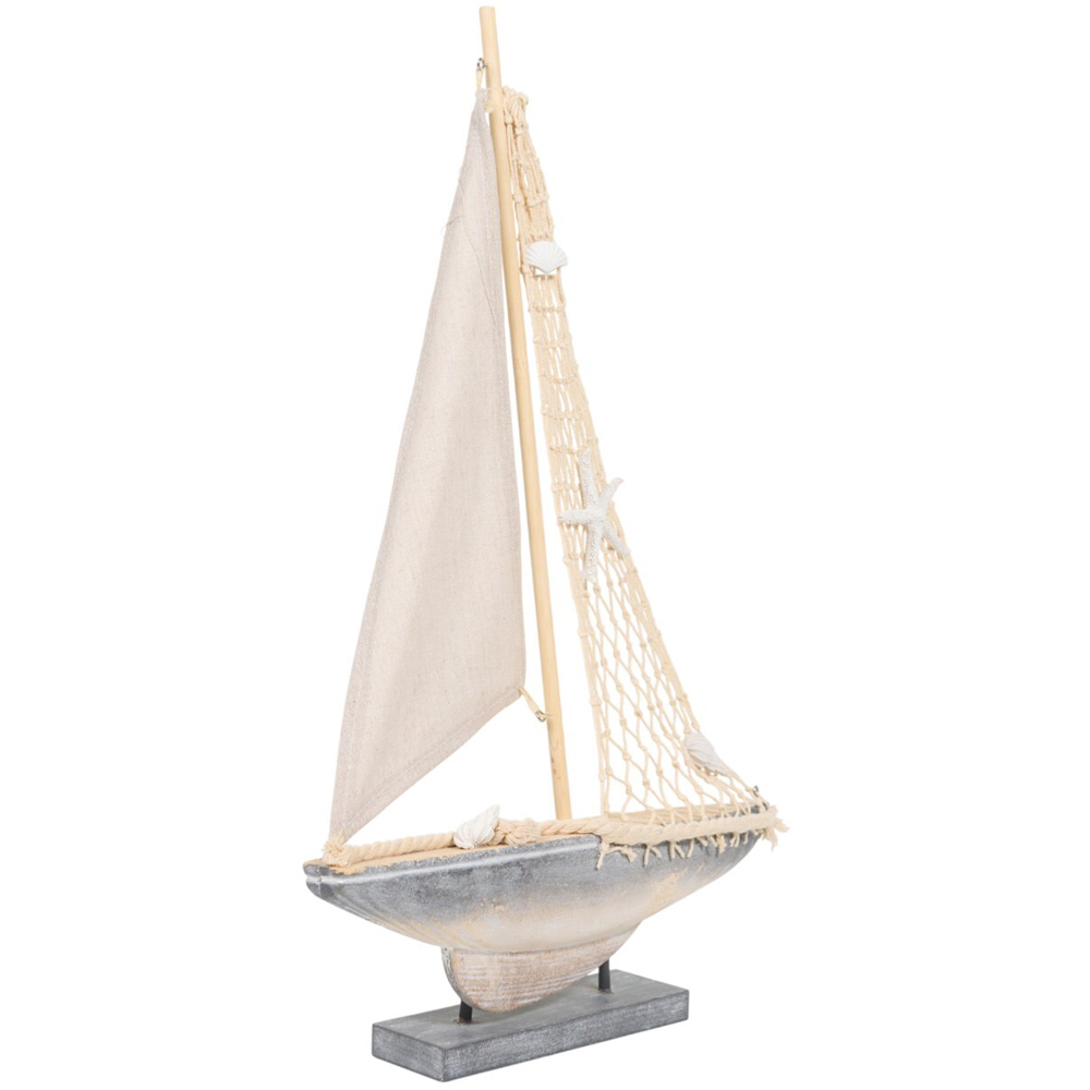 Wooden Sailboat Ornament Natural Image 2