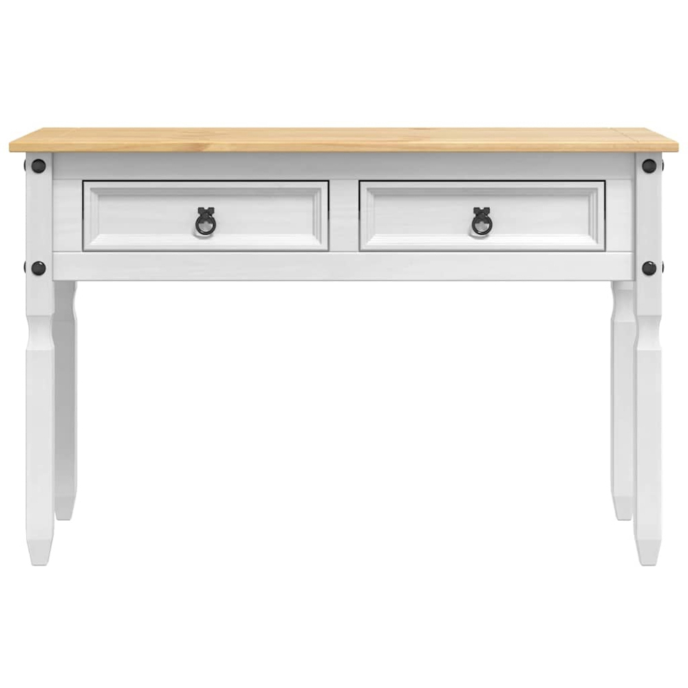 vidaXL Corona 2 Drawer White Solid Pine Wood Accent Table Image 4