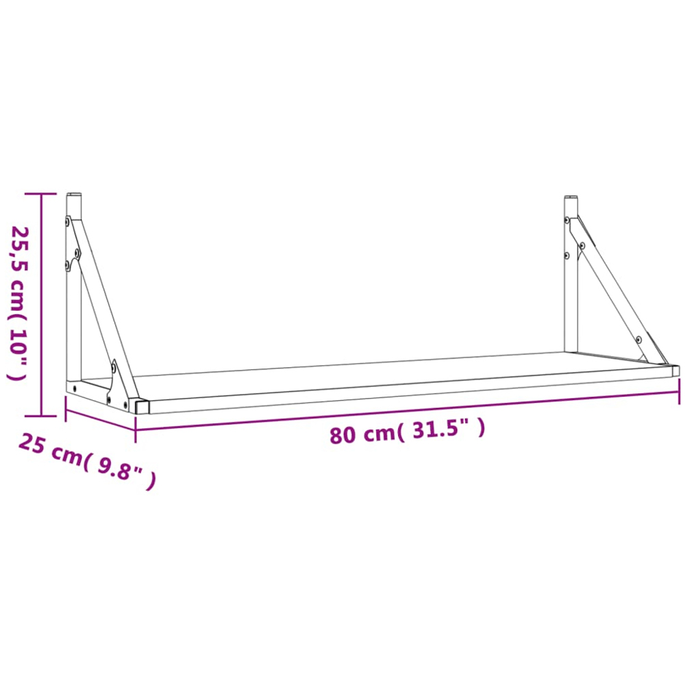 vidaXL 80 x 25 x 25.5cm Set of 2 Sonoma Oak Wall Shelf Image 8