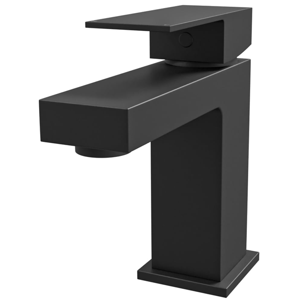Nes Home Brayton Matte Black Square Basin Mono Mixer Tap with Waste Image 1