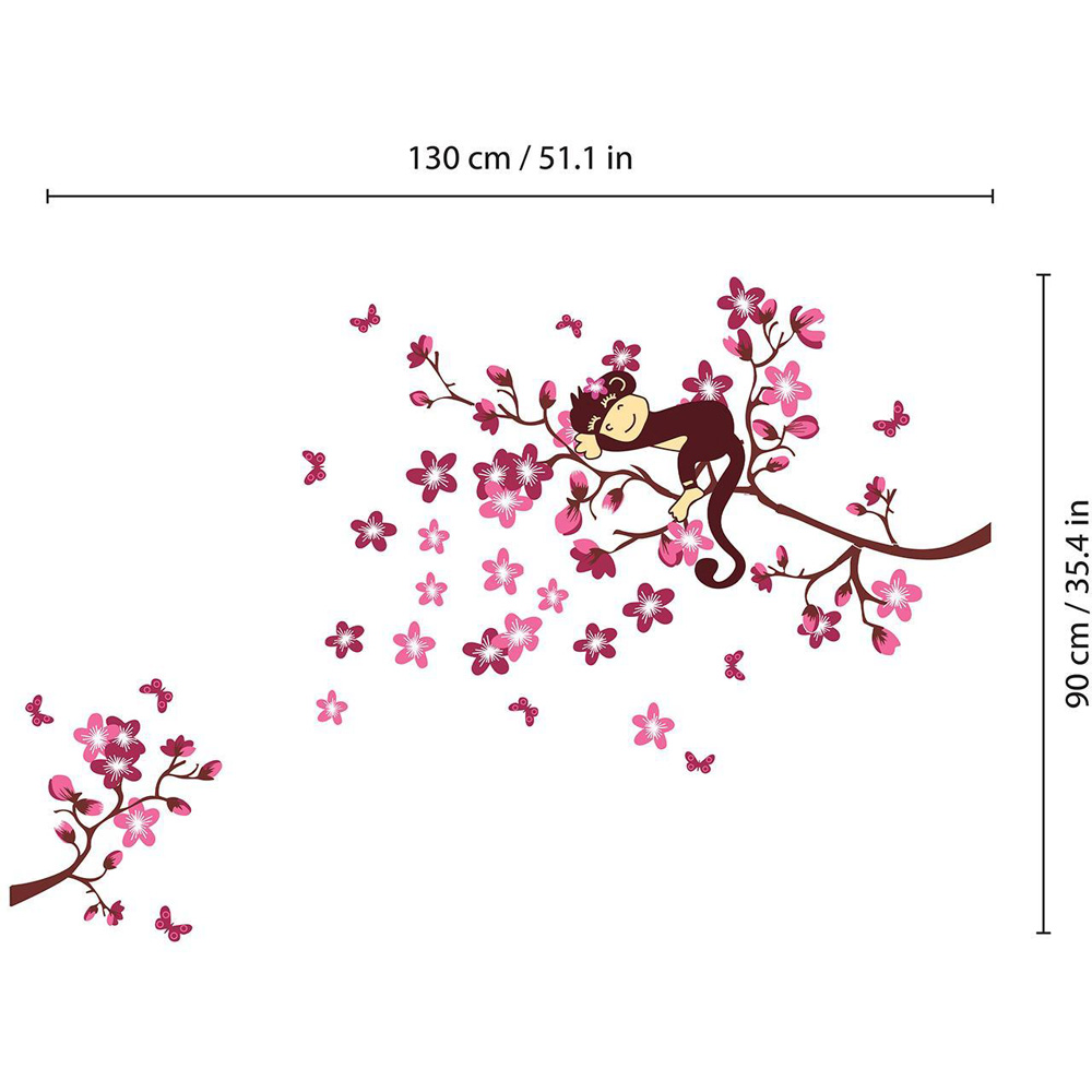 Walplus Pink Monkey Blossom Art Wall Sticker Image 6