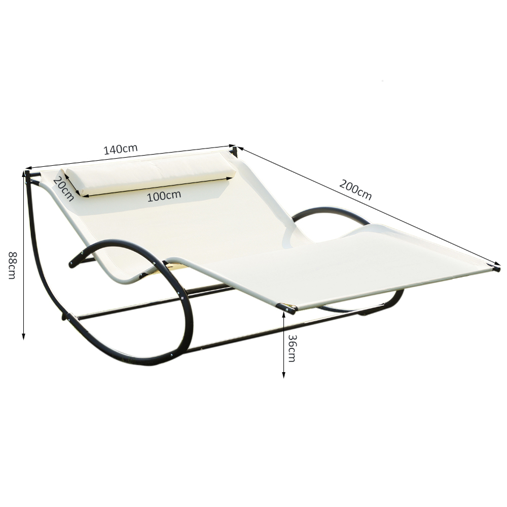 Outsunny Texteline Beige Double Hammock Sun Lounger Image 6