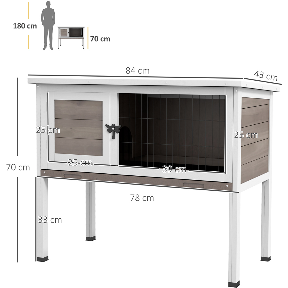 PawHut Large Elevated Wooden Rabbit Hutch with Asphalt Roof Image 6