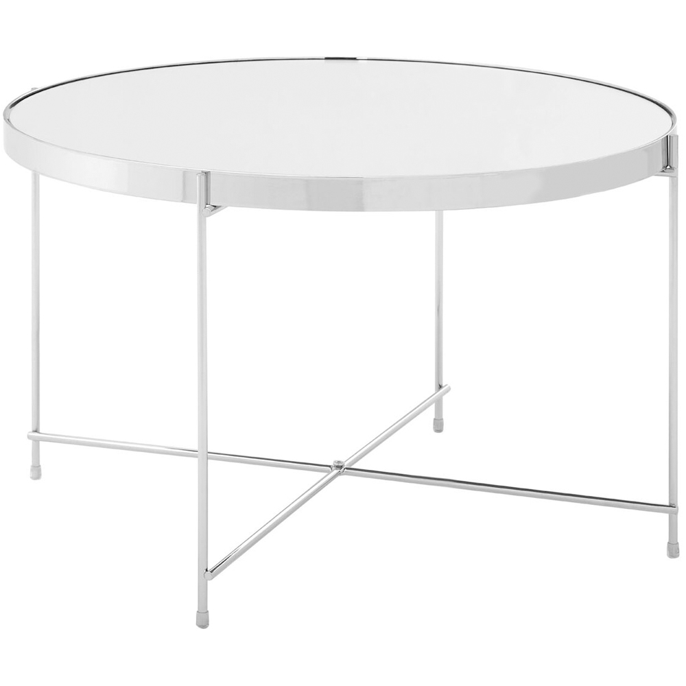 Premier Housewares Allure Silver Round Large Side Table with Mirrored Top Image 2