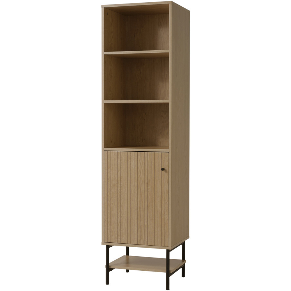 H&O Direct Single Drawer 4 Shelf Tall Wooden Freestanding Storage Cabinet Image 2