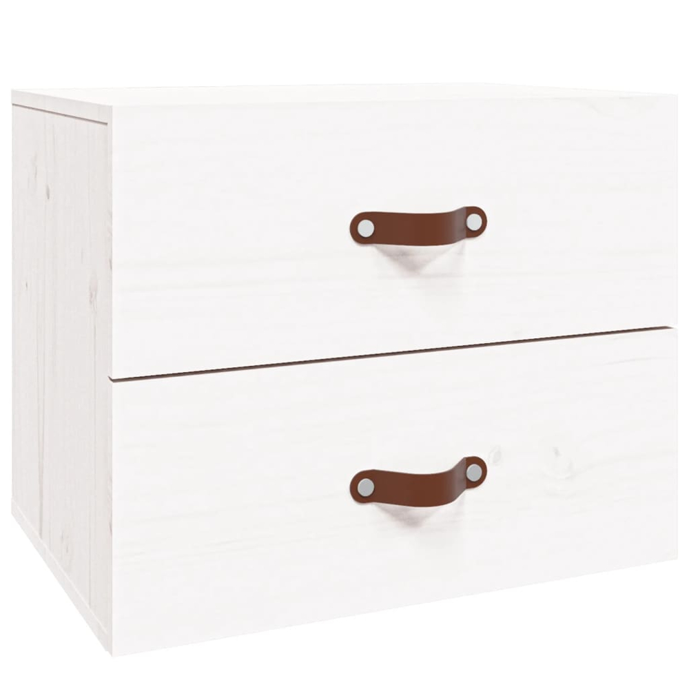 vidaXL 2 Drawer White Wall Mounted Bedside Cabinet Set of 2 Image 5