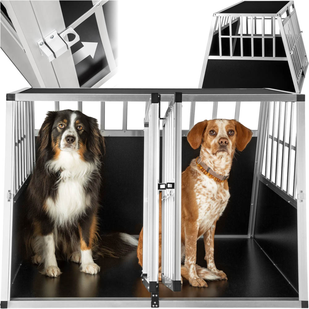 tectake Black Double Dog Crate 104cm Image 2