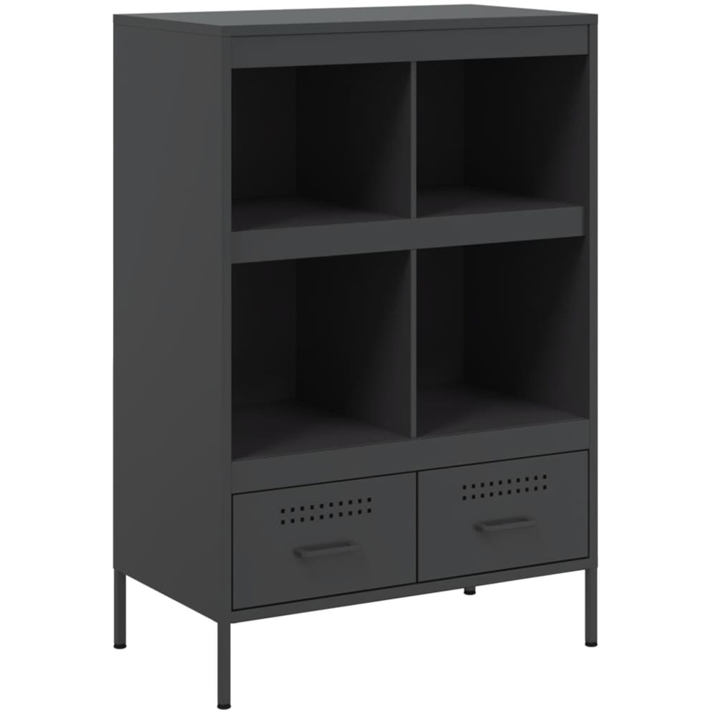 vidaXL 2 Drawer 4 Open Shelf Black Highboard Image 2