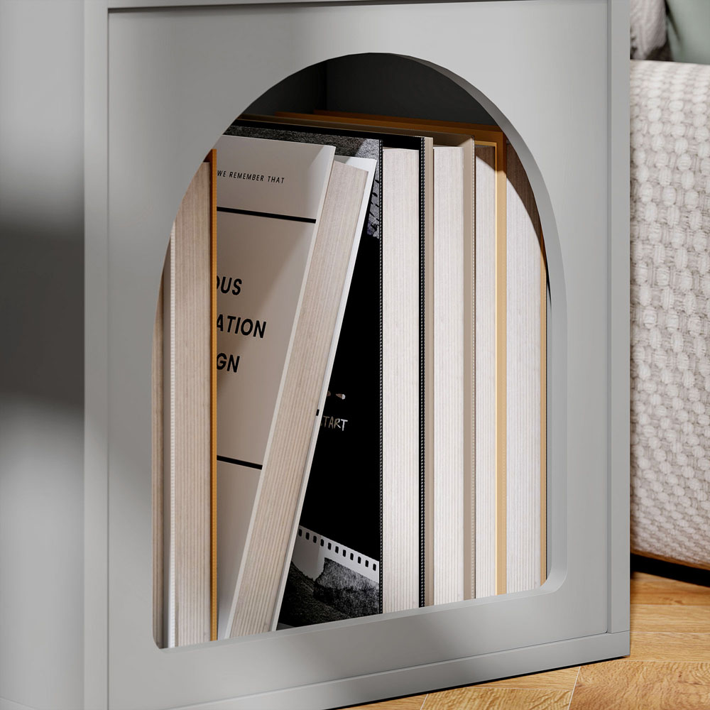 HOMCOM 2 Shelf Grey Bedside Table Image 3