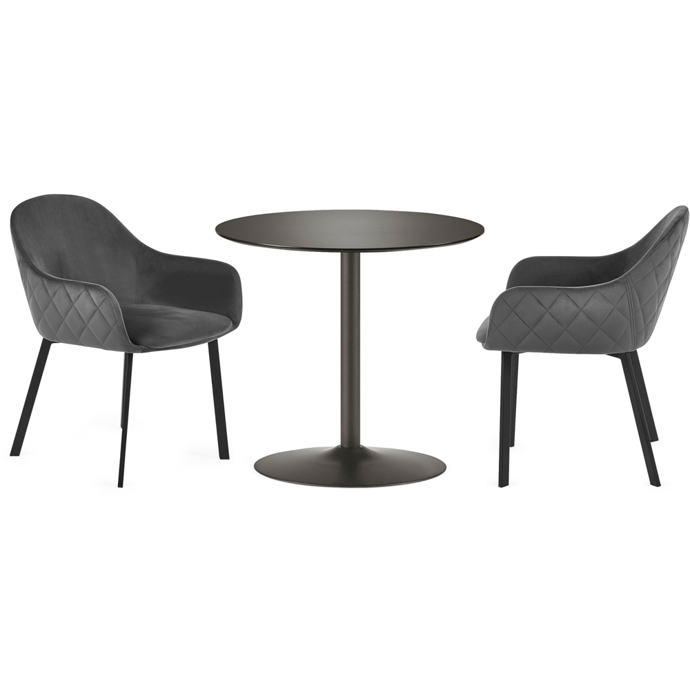 Julian Bowen Lima Set of 2 Grey Velvet Diamond Stitch Dining Chair Image 5