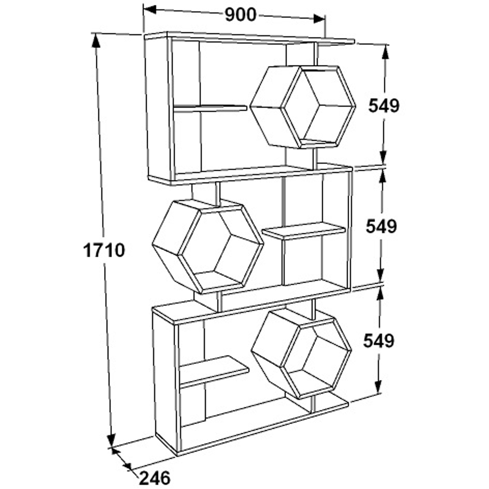 Decorotika Darla 9 Shelf White and Walnut Geometric Bookcase Image 6