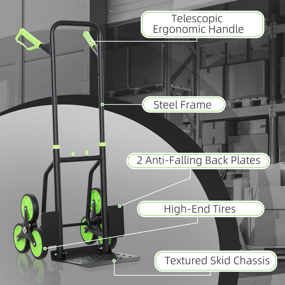 DURHAND Green 6 Wheel Foldable Stair Climbing Trolley Image 7