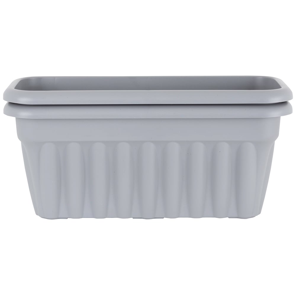 Wham Vista Upcycle Grey Recycled Plastic Rectangular Trough Planter 60cm 2 Pack Image 1