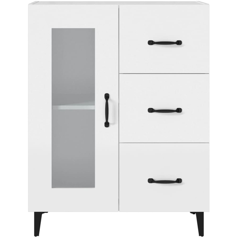vidaXL Single Glass Door 3 Drawer White Sideboard Image 4