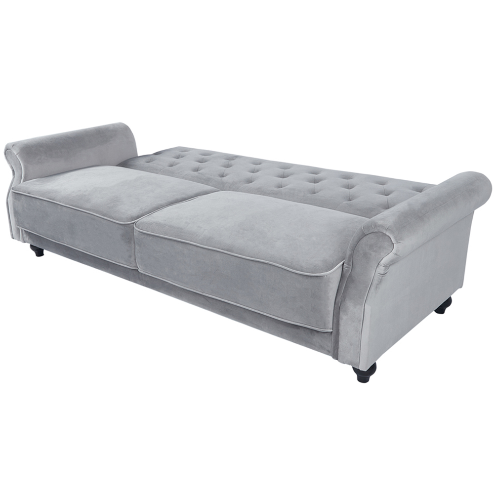 Furniture One 3 Seater Grey Velvet Sofa Bed Image 4