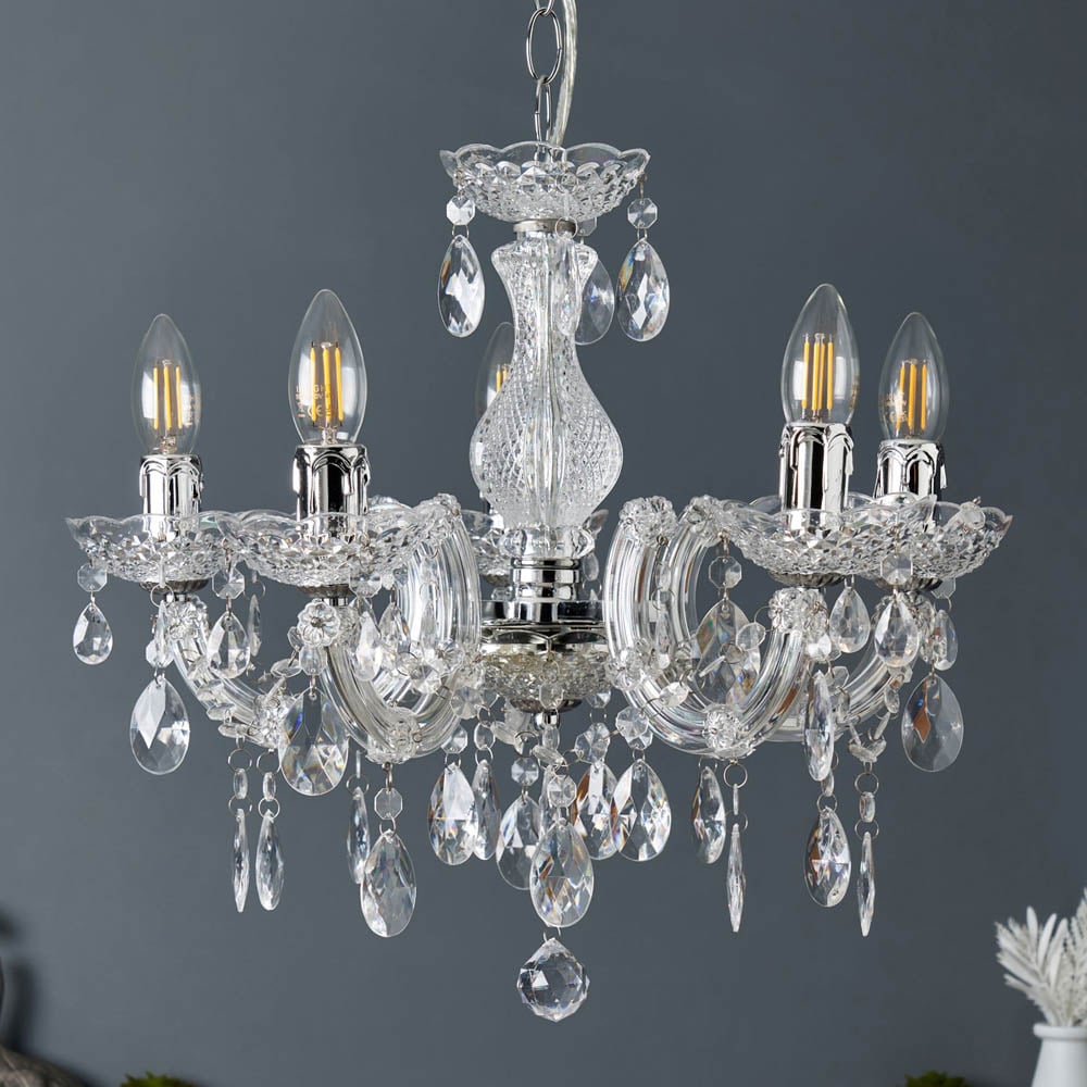 Inlight Marie Therese 5 Light Clear Chandelier Image 2