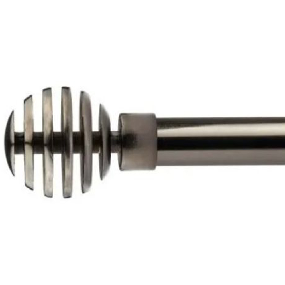 New Edge Blinds Geneva 160-300cm Extendable Black Silk Eyelet Metal Curtain Pole Set Image 1