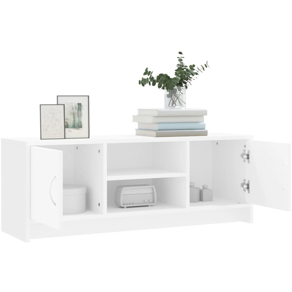 vidaXL 2 Door 2 Shelf White Large TV Cabinet Image 4