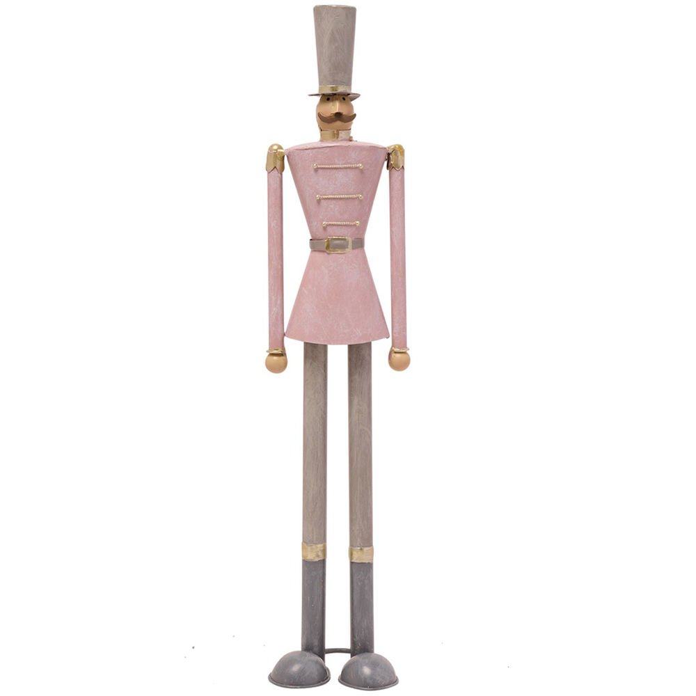 The Christmas Gift Co Medium Blush Metal Nutcracker Decoration Ornament Image 1