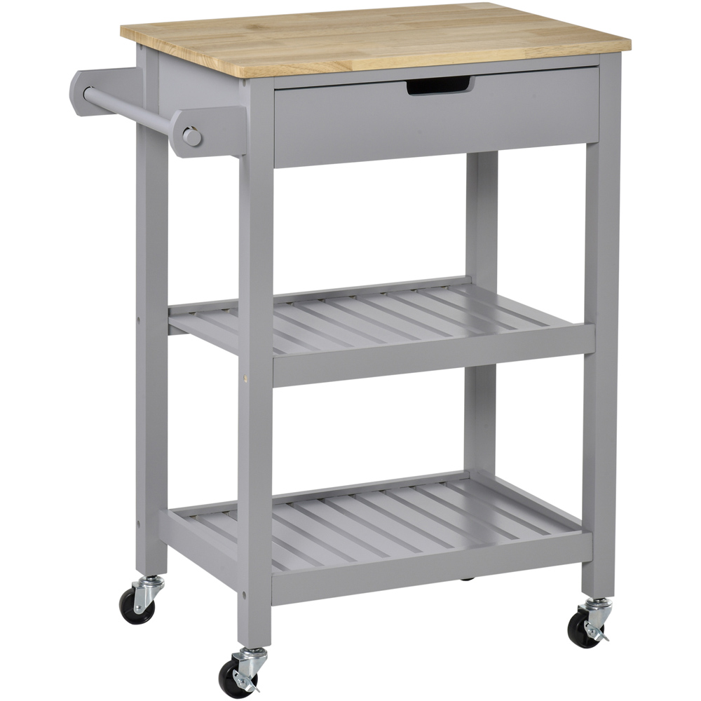 Portland 2 Shelf Single Drawer Grey Kitchen Trolley Image 1