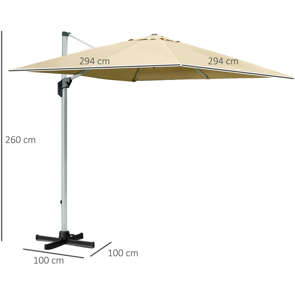 Outsunny Beige Cantilever Crank and Tilt Roma Parasol with Cross Base 3m Image 7