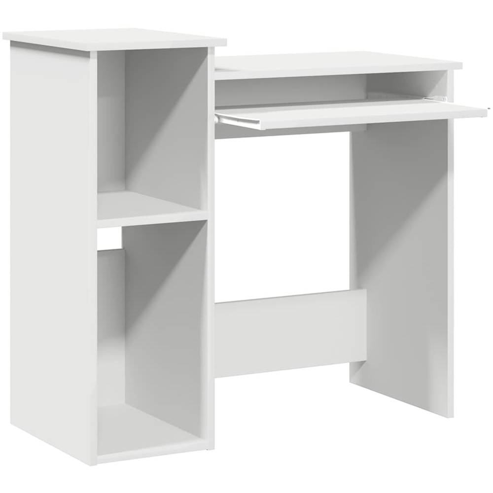 vidaXL 2 Shelf Computer Desk with Keyboard Tray White Image 3