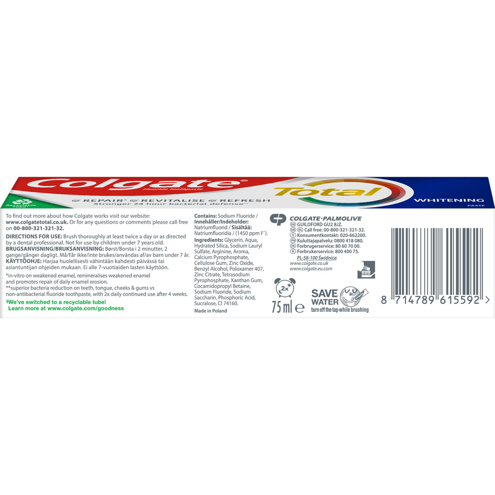 Colgate Total Advanced Whitening Toothpaste 75ml Image 2