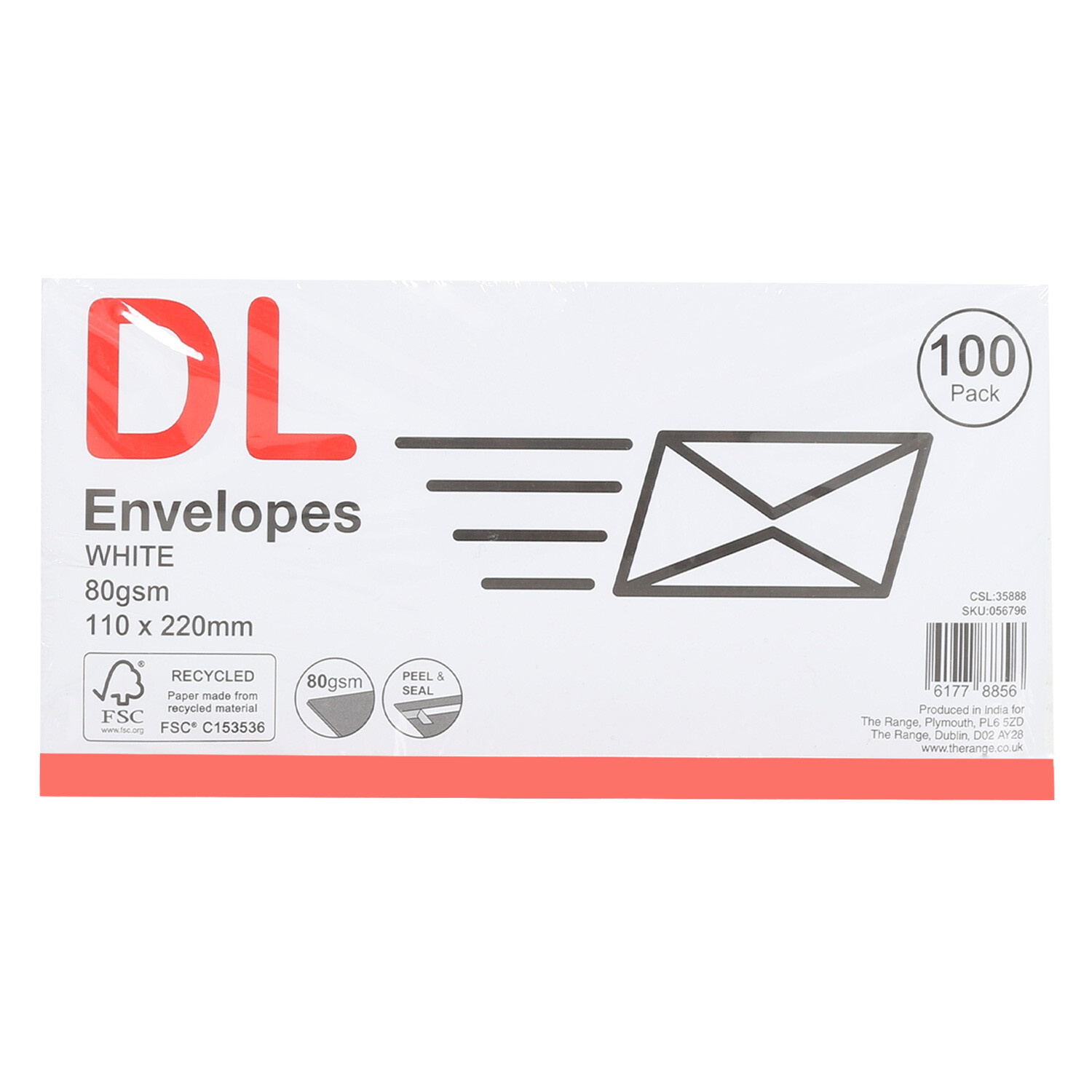 DL Peel and Seal Envelopes - White / 100 Image 1
