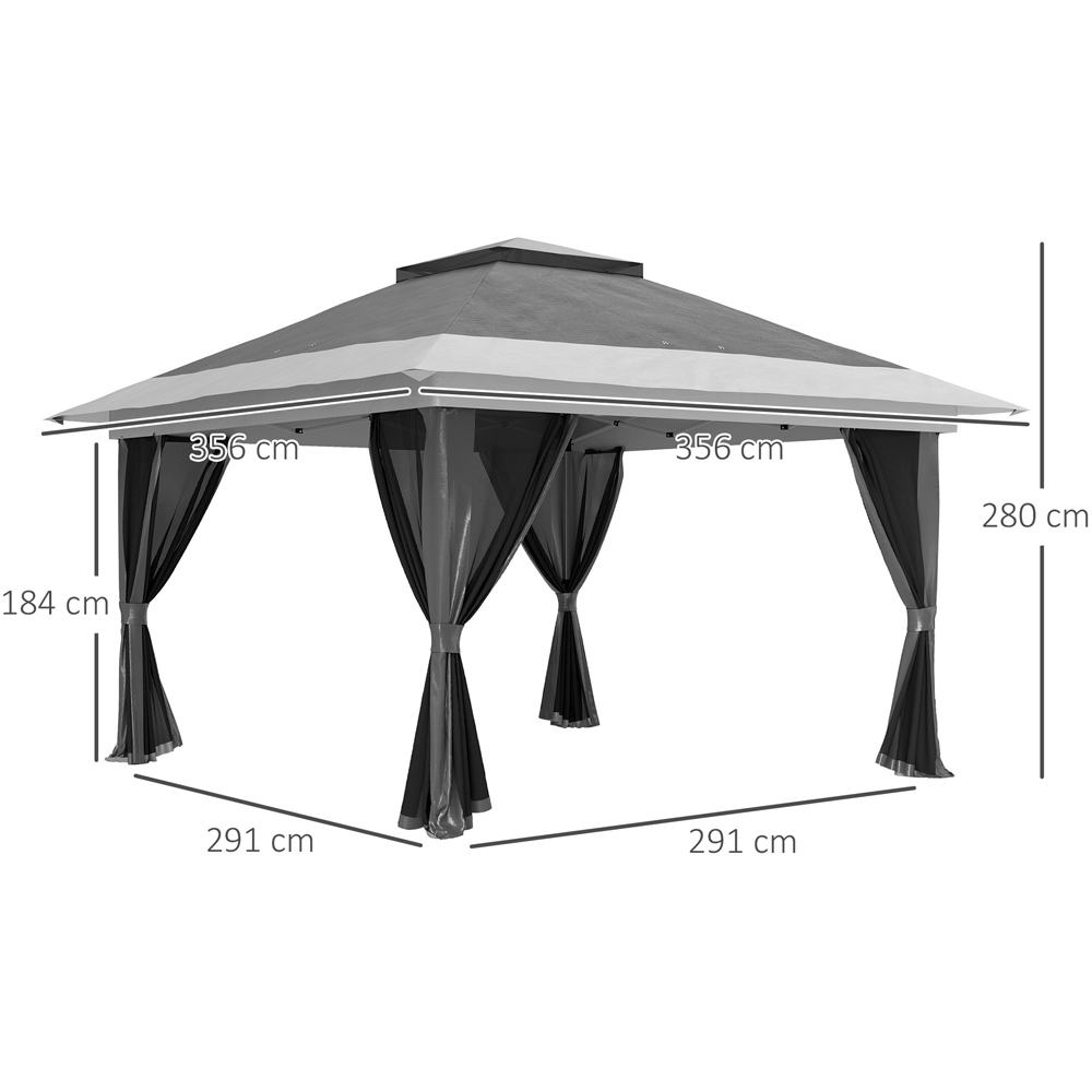 Outsunny 3.6 x 3.6m Dark Grey Pop Up Gazebo with Netting and Wheeled Carry Bag Image 7