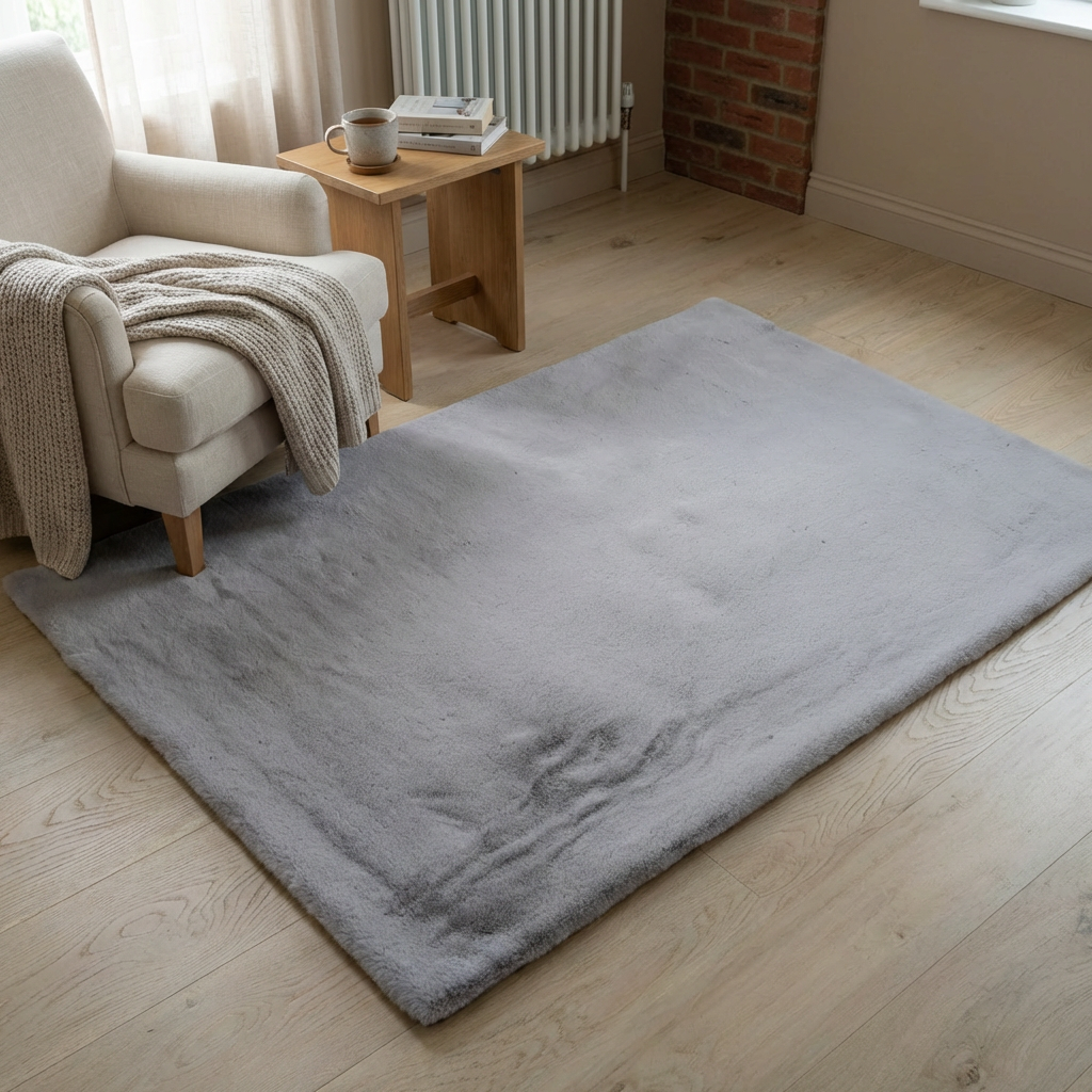 Lux Rabbit Faux Fur Rug - Glacier Image 7