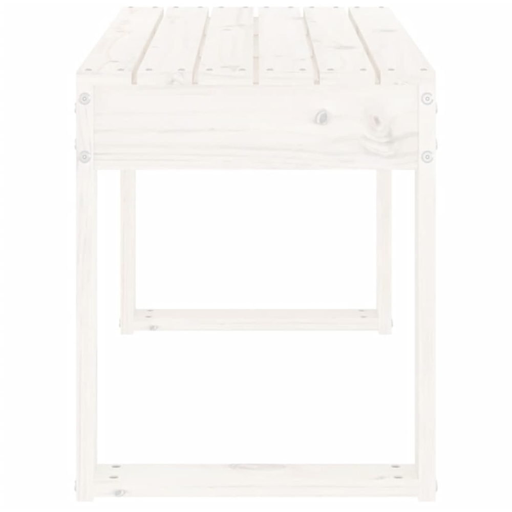 vidaXL White Solid Pine Wood Slatted Garden Bench 80 x 38 x 45cm Image 4