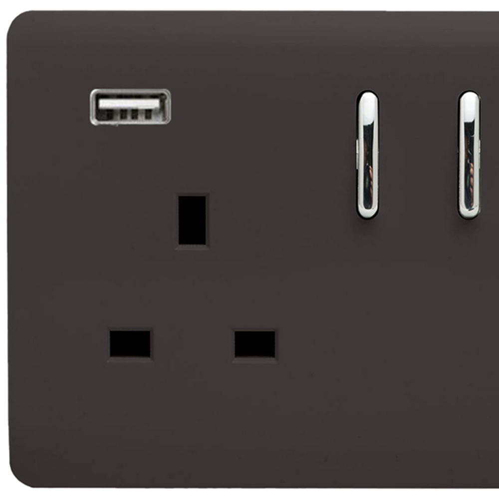 Trendi Switch 2 Gang 13amp 2 Port USB Mocha Brown Switched Plug Socket Image 2