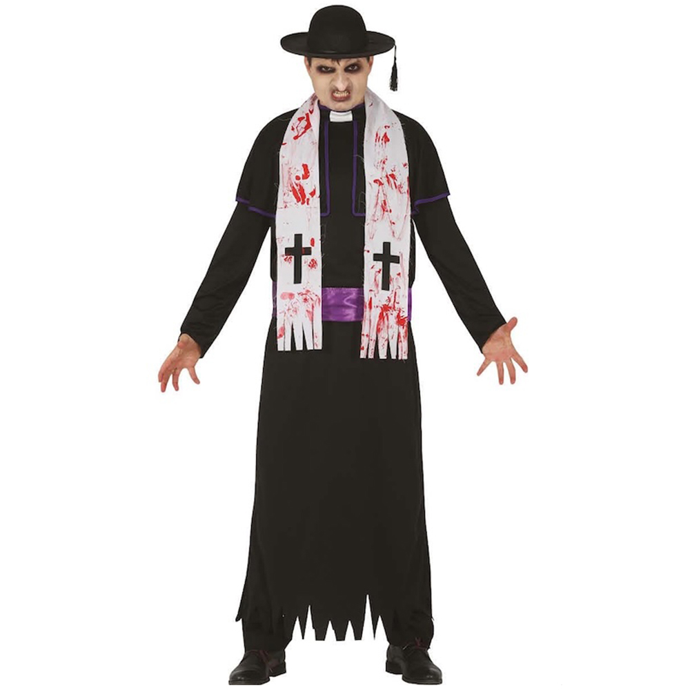 Fiestas Guirca Adult Zombie Priest Black Halloween Costume XL Image 1