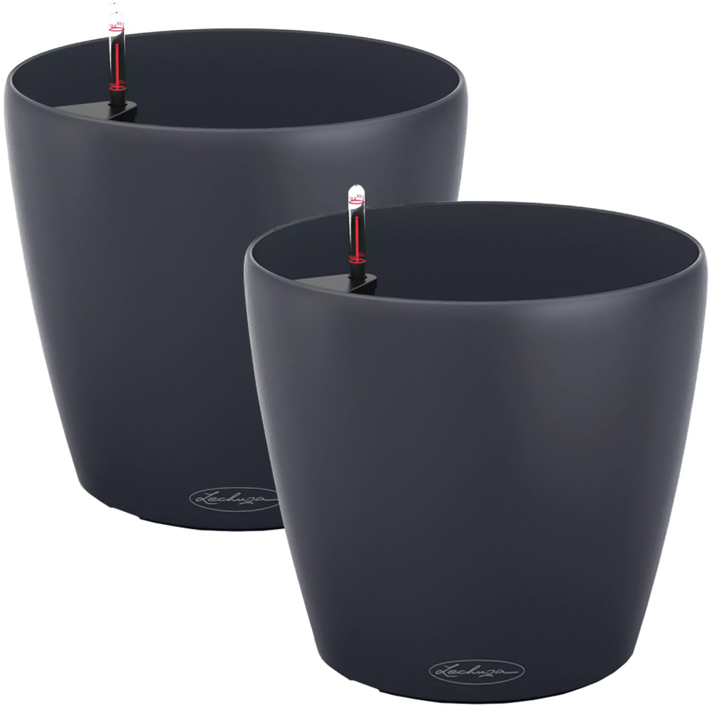 Lechuza Classico Slate Polyresin Self Watering Planter Pot 28cm 2 Pack Image 1