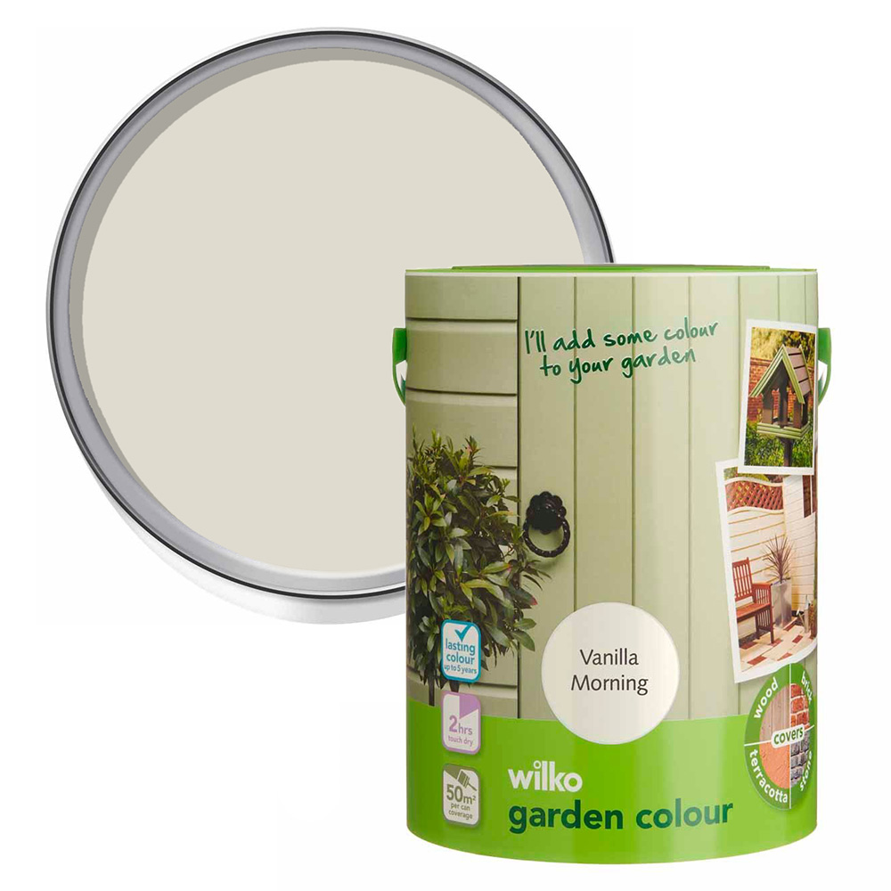 Wilko Garden Colour Vanilla Morning Wood Paint 5L Image 1