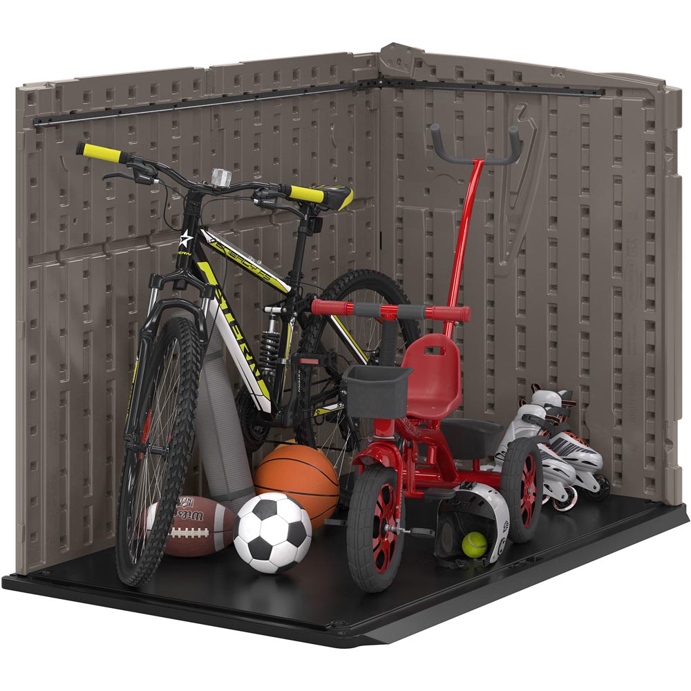 Suncast 4 x 3.2ft Stone Grey Stow Away Wheelie Bin Shed Image 5