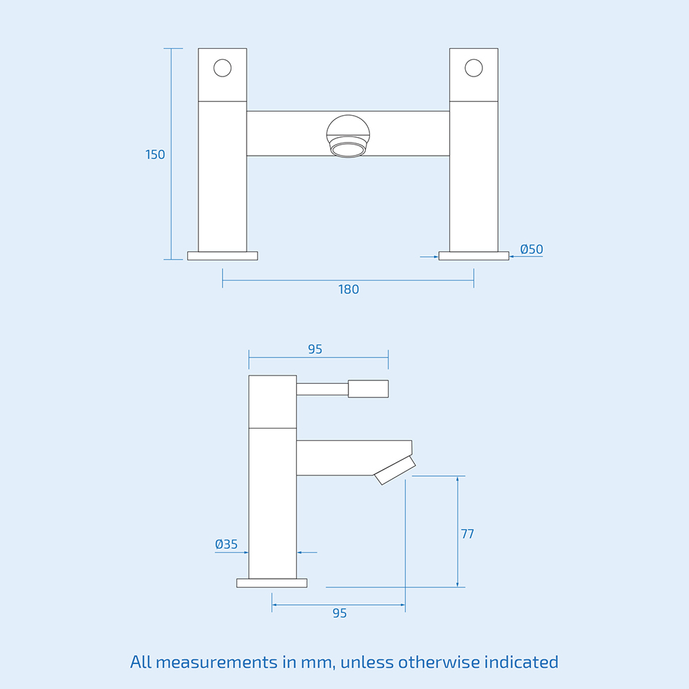 Nes Home Blossom Chrome Bath Filler Tap and Basin Mono Tap with Waste Image 3