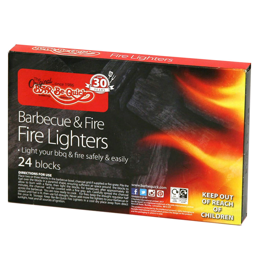Bar-Be-Quick Firelighters 24pk  - wilko  - Garden & Outdoor Wilko Barbecue Lighters 24 pack are suitable for most BBQs, garden incinerators and bonfires. They're low odour, clean and convenient making them perfect for outdoor dining this summer!   Warning: Extremely flammable. Always read the label and follow the instructions provided. Keep out of reach of children and pets. Bar-Be-Quick Firelighters 24pk