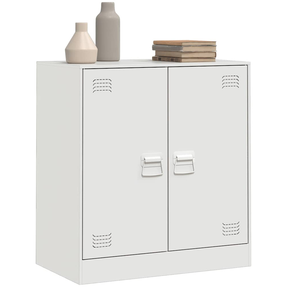vidaXL 2 Door Steel White Sideboard Image 3
