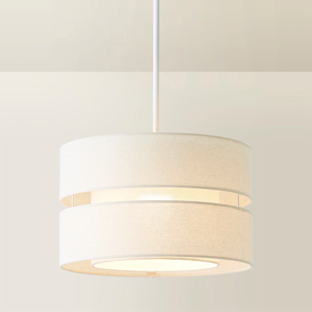 ValueLights Sophia 2 Tier Natural Linen Ceiling Drum Lamp Shade Image 4