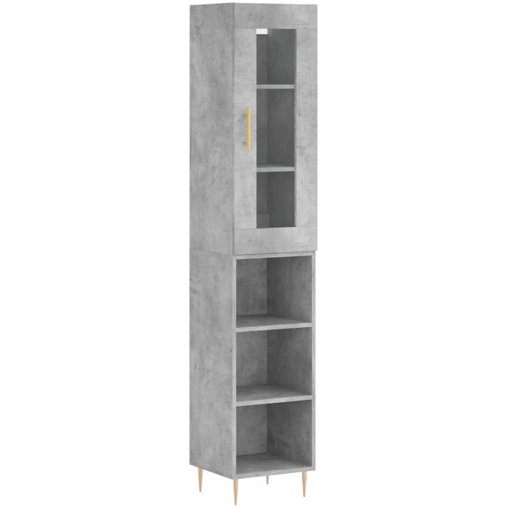 vidaXL Single Door 3 Shelf Concrete Grey Highboard Image 2