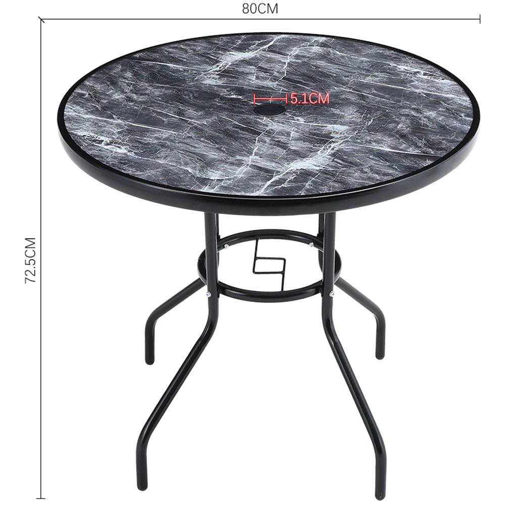 Living and Home Wicker 4 Seater Black Marble Round Dining Set Image 9