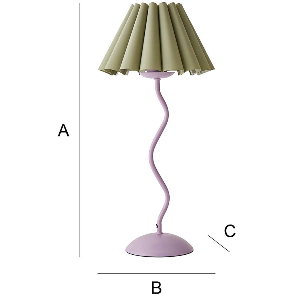 ValueLights Wiggle Sage and Pale Purple Pleated Scallop Shade Table Lamp and LED Bulb Image 7